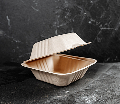 6" Bagasse Hamburger Box: 500 Ct Case 6" Bagasse Hamburger Box: 500 Ct Case